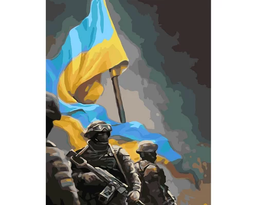 Картина за номерами Патріотична Українські воїни розміром 30х40 см Strateg (SS-6566)