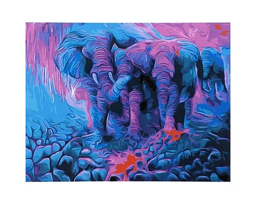 Картина за номерами Кольорові слони розміром 40х50 см Strateg (GS002)