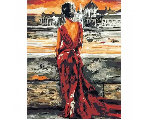 Картина за номерами Жінка у червоному розміром 40х50 см Strateg (GS006)