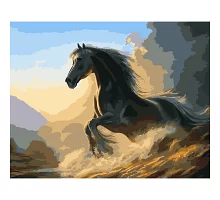 Картина за номерами ПРЕМІУМ Чорний кінь розміром 40х50 см Strateg (GS308)