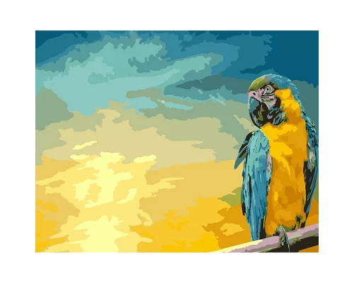 Картина за номерами  Синьо-жовтий папуга розміром 40х50 см Strateg (GS246)