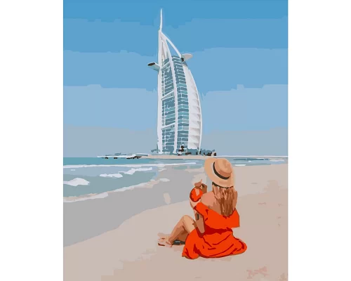Картина за номерами Дівчина в Дубаї розміром 40х50 см Strateg (GS204)