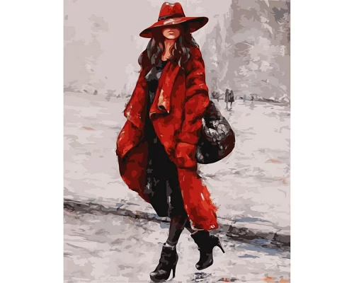 Картина за номерами Жінка в червоному капелюсі розміром 40х50 см Strateg (GS163)