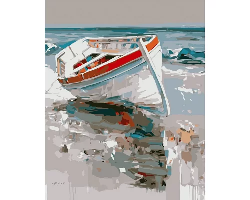 Картина за номерами Білий човен розміром 40х50 см Strateg (GS075)