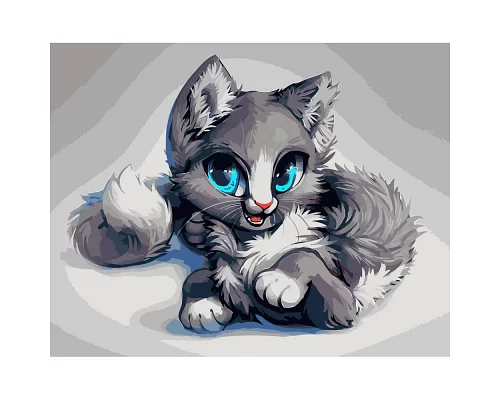 Картина за номерами  Аніме-кошеня розміром 40х50 см Strateg (DY181)