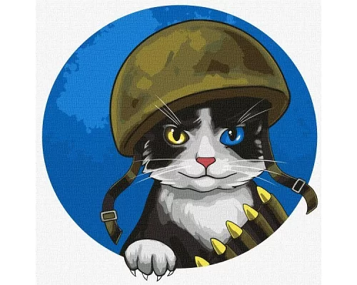 Картина по номерам Воинственный котик ©art.irina.pass 30х30 Идейка (KHO4393)
