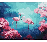 Картина по номерам - Волшебное озеро фламинго Идейка 40х50 (KHO4461)