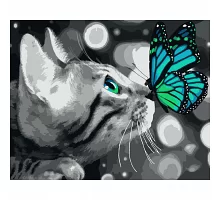 Картина за номерами Котик з метеликом 40*50 см SANTI (954479)