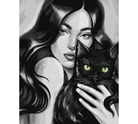 Картина по номерам Черный пушистый котик ©pollypop92 Идейка 40х50 (KHO2662)