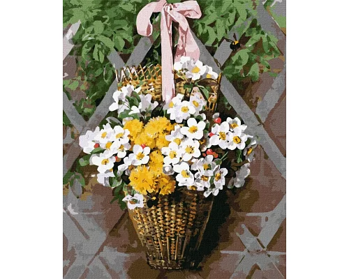 Картина по номерам Плетеная корзина с цветами ©Paul De Longpre 40x50 (KHO2097)