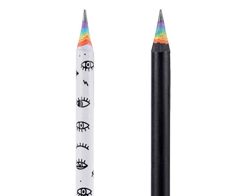 Олівець чорнографітний Black and White з паперу круглий з гумкою Yes (280549)