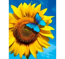Алмазна мозаїка Патріотична Соняшник з метеликом 40*50см на підрамнику Santi (954326)