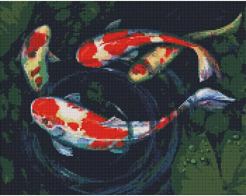 Алмазна мозаїка Грайливі рибки Карпи ©nata_li_karlova 50х40 Ідейка (AMO7518)