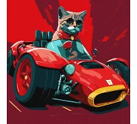 Картина за номерами Життя на швидкості з котиком на машині ©pravda.dmtr 40х40 Ідейка (KHO4481)