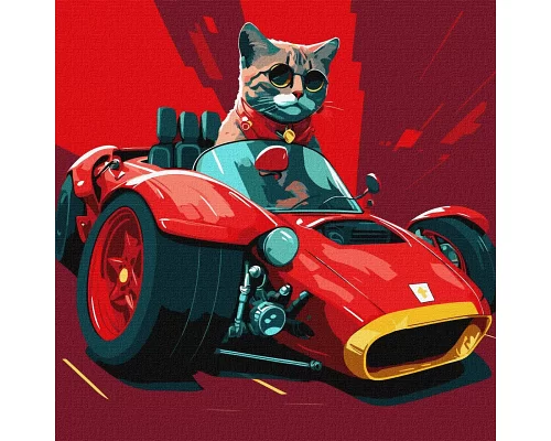 Картина за номерами Життя на швидкості з котиком на машині ©pravda.dmtr 40х40 Ідейка (KHO4481)