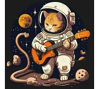 Картина по номерам Котик астронавт с гитарой ©pravda.dmtr 40х40 Идейка (KHO4480)