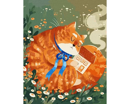 Картина по номерам Пушистый рыжий хранитель котик ©tanie_artr 40х50 Идейка (KHO4490)