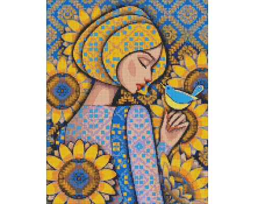Алмазна мозаїка Патріотична Сонячна українка ©mosyakart 40х50 Ідейка (AMO7474)