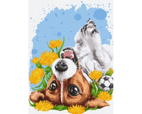 Картина за номерами - Собачка весеннее солнышко 30х40 Идейка (KHO4492)
