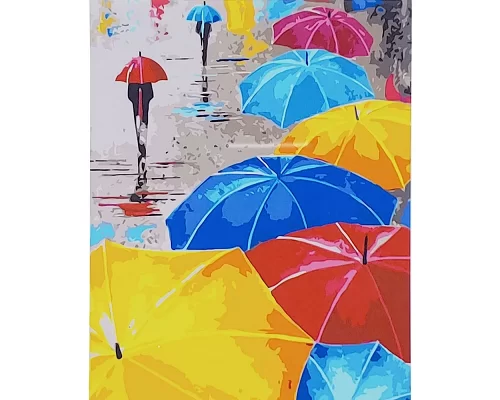 Картина за номерами Разноцветные зонтики 40х50 см Strateg (GS087)