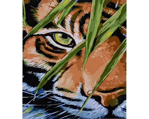 Картина за номерами Тигр в листьях 40х30 см Strateg (SS-6474)