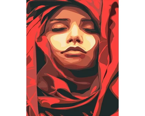 Картина за номерами Дівчина в червоному 40х50 см Strateg (DY058)