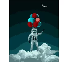 Картина за номерами Космонавт с шариками 40х50 см Strateg (DY171)