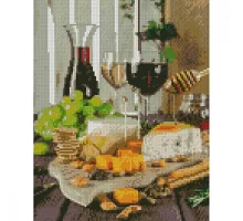 Алмазна мозаїка Вино и сыр 30х40 см Strateg (HX503)