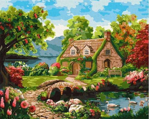 Картина по номерам Цветущий домик ©Елена Гураль 40х50 Идейка (KHO6312)