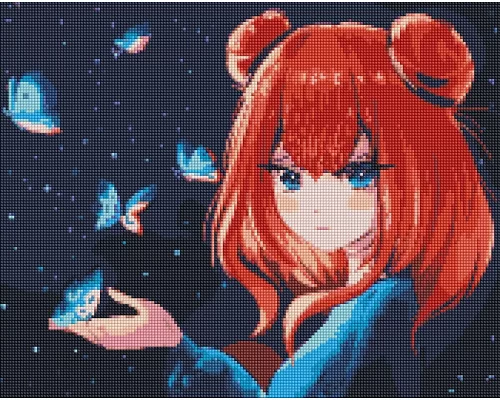 Алмазна мозаїка Політ метеликів аніме дівчина 40х50 Идейка (AMO7477)