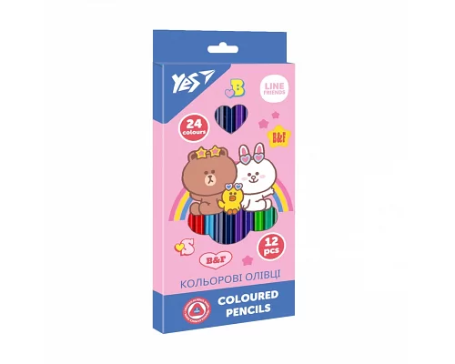 Олівці кольорові YES 12 кольорів Line Friends (290713)