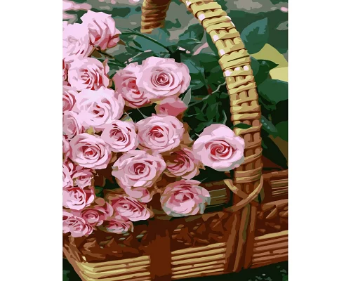 Картина за номерами Кошик троянд з лаком розміром 30х40 см Strateg (SS-6498)