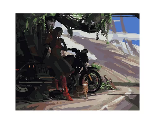 Картина за номерами Відпочинок на мотоциклі розміром 40х50 см Strateg (GS390)