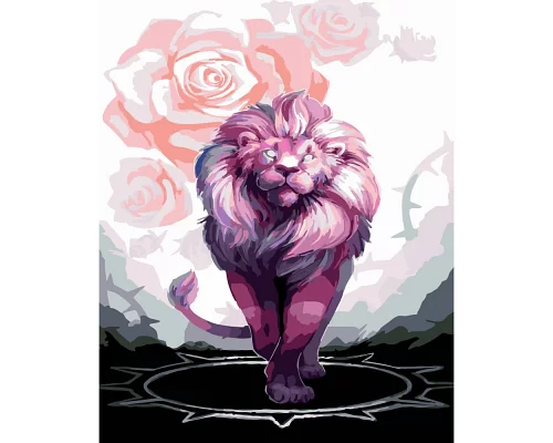 Картина за номерами Рожевий лев розміром 40х50 см Strateg (GS377)