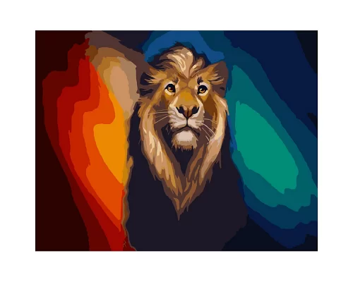 Картина за номерами Різнобарвний лев розміром 40х50 см Strateg (GS375)