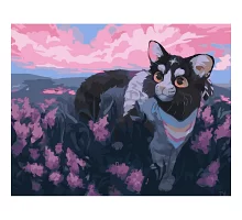 Картина за номерами Аніме кіт серед квітів розміром 40х50 см Strateg (GS366)