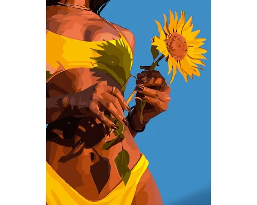 Картина за номерами Дівчина із соняшником розміром 40х50 см Strateg (GS716)
