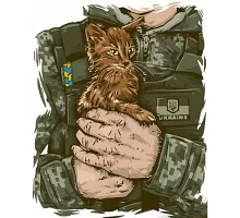 Картина за номерами Котик на руках бійця розміром 40х50 см Strateg (GS748)