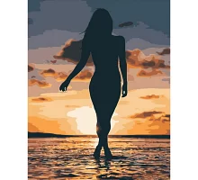 Картина за номерами Світанок на морі с девушкой розміром 40х50 см Strateg (DY360)