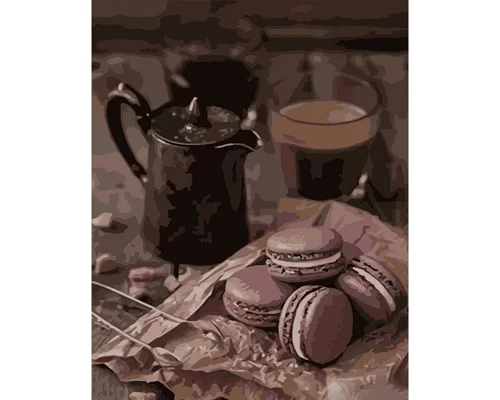 Картина за номерами Макаруни до кави розміром 40х50 см Strateg (DY337)