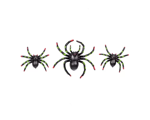 Набір пластикових павуків для декору Yes Fun чорн. 3 шт плямисті (973682)