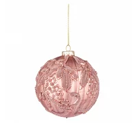 Новорічна куля Novogod'ko скло 10 см св.розовий матовий орнамент (973858)
