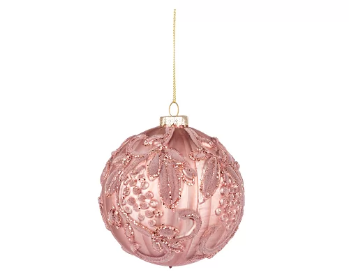 Новогодний шар Novogod'ko стекло 10 см св.розовый матовый орнамент (973858)