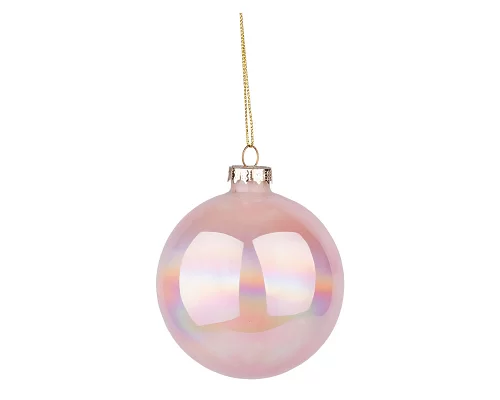Новорічна куля Novogod'ko скло 10 см світло-рожевий глянець мармур (973821)