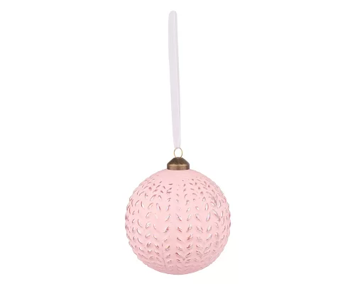 Новорічна куля Novogod'ko скло 10 см світло-рожевий матовий орнамент (973852)