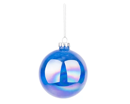 Новорічна куля Novogod'ko скло 10 см синій глянець мармур (973824)