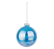 Новогодний шар Novogod'ko стекло 8 см голубой глянец мрамор (973818)