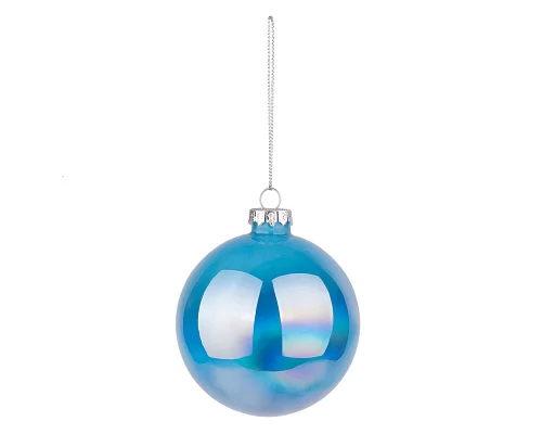 Новорічна куля Novogod'ko скло 8 см блакитний глянець мармур (973818)