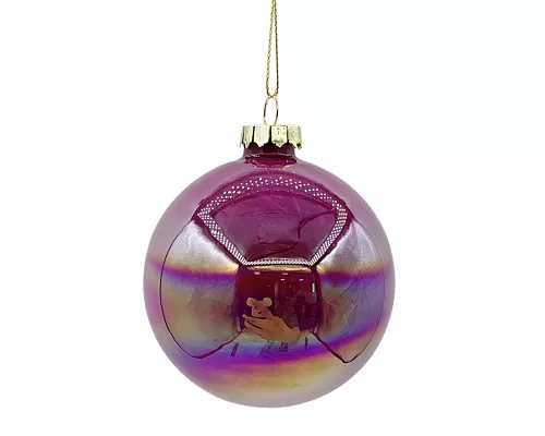 Новорічна куля Novogod'ko скло 8 см рожевий глянець мармур (973816)