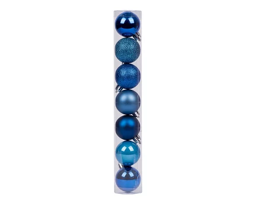 Набір новорічних куль Novogod'ko, пластик, 4 cм, 7 шт / уп, синій (974016)